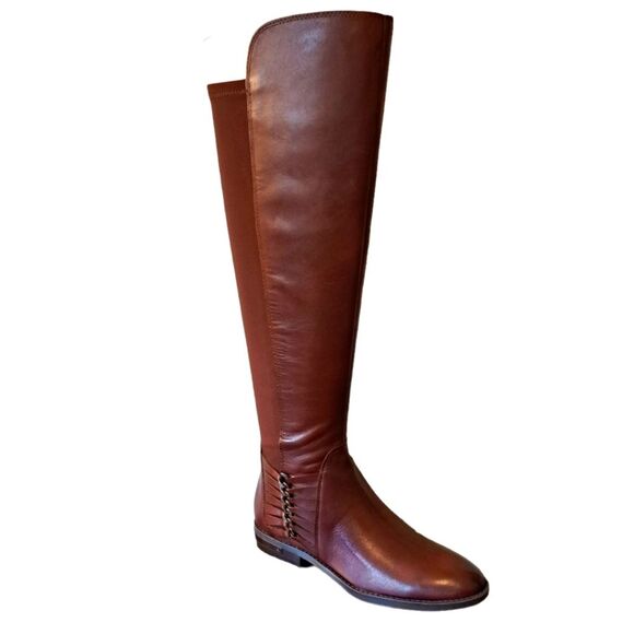 Vince Camuto Knee High Leather Upper Strappy Riding Boots Brown Color - NWT -5.5 - Picture 8 of 8